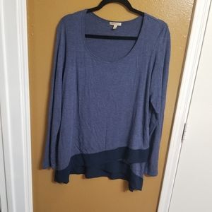 Blue long sleeve blouse with nice design below